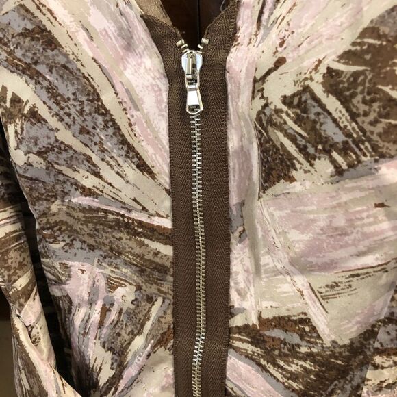 BCBG Max Azria Brown V Neck Blouse w/ Tie Detail and Exposed Zipper size Small - Picture 10 of 12